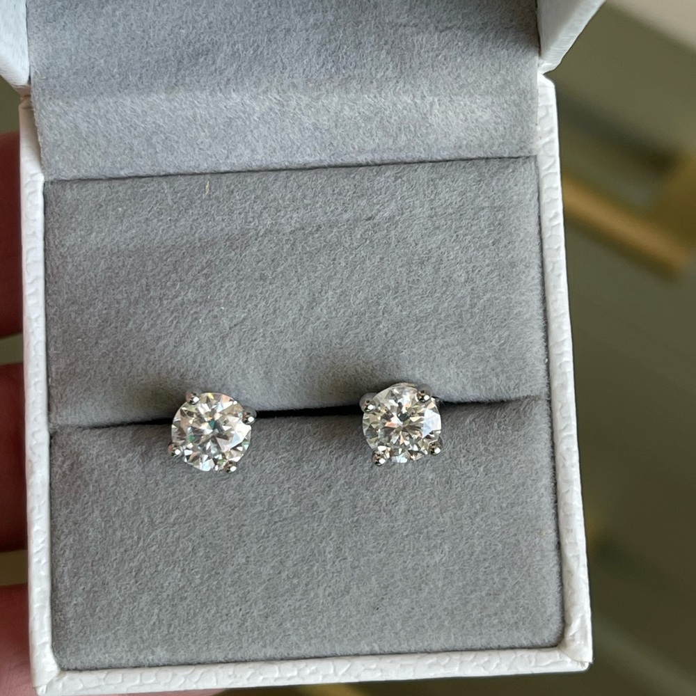 2CTW Moissanite Sterling Silver Stud Earrings